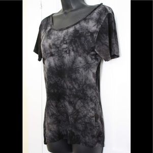 • Tahari Black Soft Tie-dye Tee •